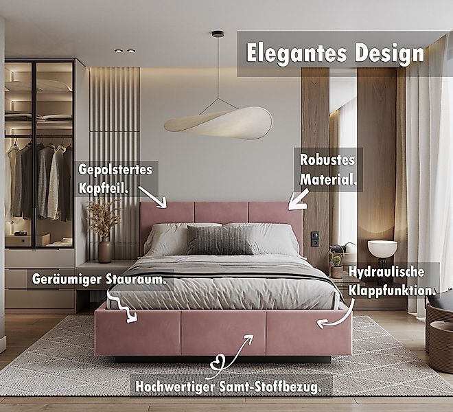 thematys Polsterbett Stauraumbett aus Velours 90x200, günstig online kaufen