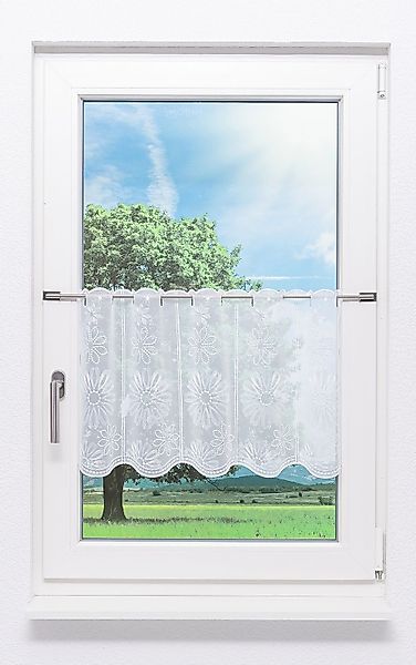 Plauener Spitze® Scheibengardine Blumenzeit, (1 St), günstig online kaufen
