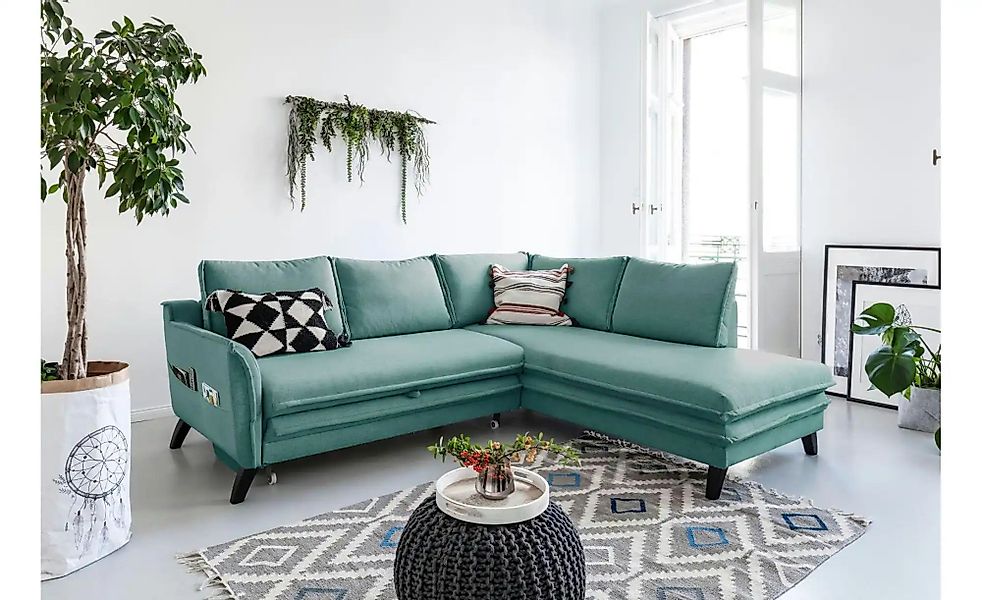 Miuform Ecksofa mit Schlaffunktion Charming Charlie ¦ blau ¦ Maße (cm): B: günstig online kaufen