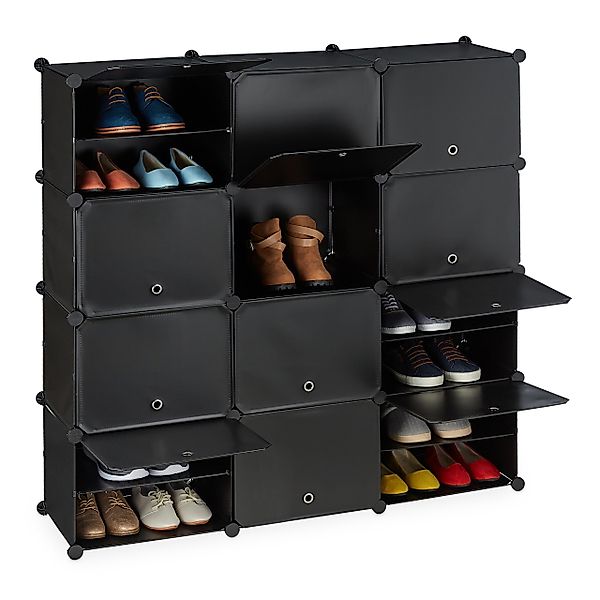 relaxdays Schuhregal Schwarzer Schuhschrank mit 24 günstig online kaufen