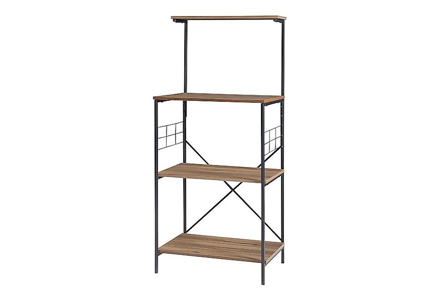 en.casa Standregal, Billund Standregal 133x60x42cm Schwarz/Walnuss-Optik günstig online kaufen