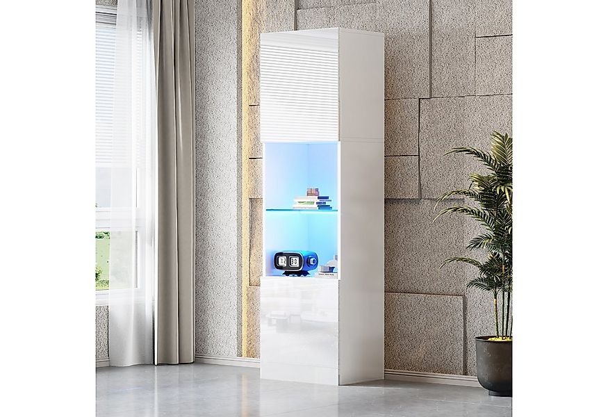HAUSS SPOLE Vitrine Hochglanz Lagerschrank mit LED-Beleuchtung, 1 Glasboden günstig online kaufen