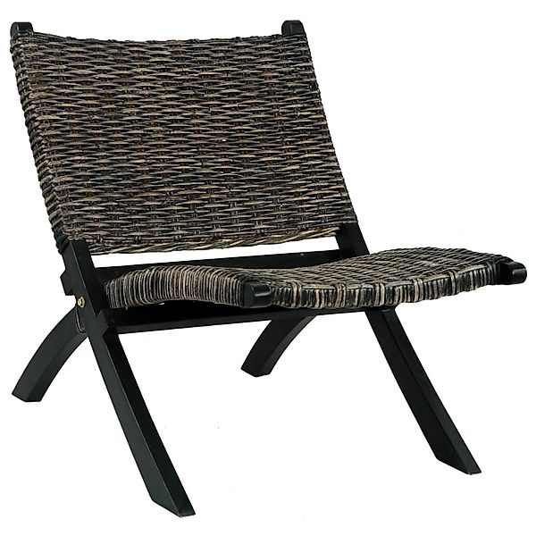 vidaXL Relaxstuhl Schwarz Natur Kubu-Rattan und Massivholz Mahagoni 285802 günstig online kaufen