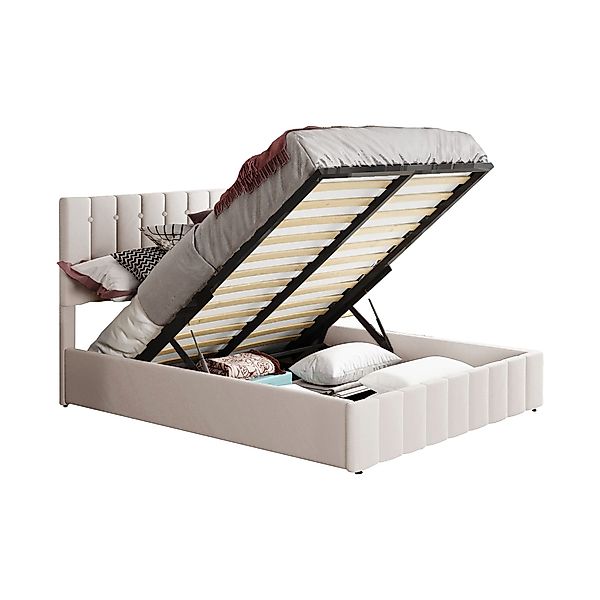 Flieks Polsterbett, Hydraulisches Funktionsbett Doppelbett Samt günstig online kaufen