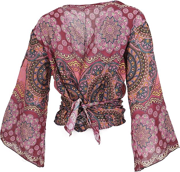 Guru-Shop Longbluse Kurztop, Boho Blusentop, Wickeltop, günstig online kaufen