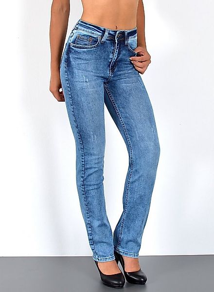 ESRA Straight-Jeans High Waist Straight Fit Jeans Damen Geradeschnitt Hose günstig online kaufen