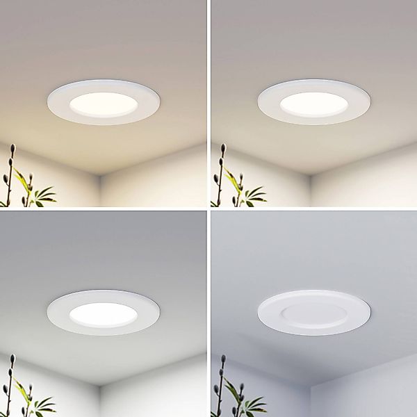 Prios LED-Einbaulampe Cadance, weiß, 12 cm, CCT, IP44 günstig online kaufen