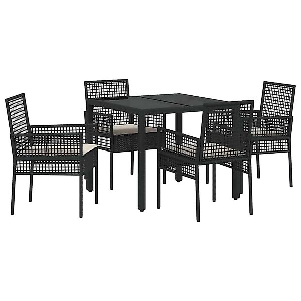 vidaXL Garten Essgruppe 5-Tlg Schwarz Poly Rattan 3334856 günstig online kaufen