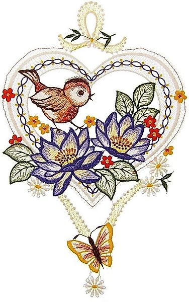 W. Reuter & Sohn - Plauener Spitze® Fensterbild Fensterbild "Sommergruß" fa günstig online kaufen