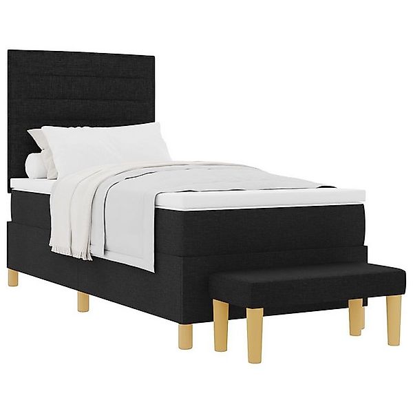 vidaXL Bett Boxspringbett mit Matratze & Bank Schwarz 100x200 cm Stoff (2-t günstig online kaufen