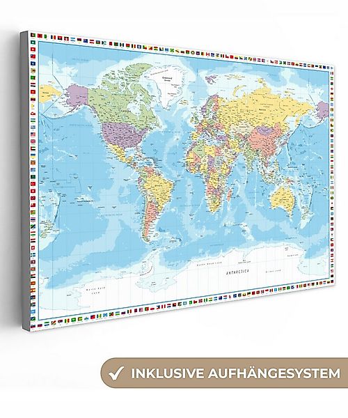 OneMillionCanvasses® Leinwandbild Weltkarte - Flagge - Politik, Fotodruck ( günstig online kaufen