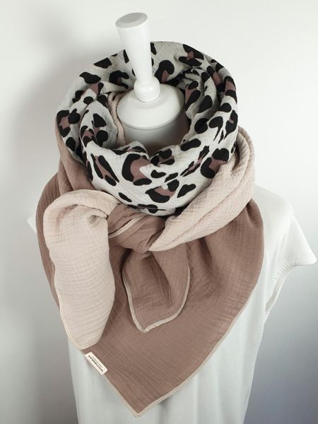 wundabaa Modetuch Musselintuch Leoprint Color Blocking günstig online kaufen