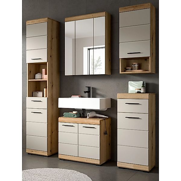Inn.Furn Badmöbel Set 5-teilig in Sand und Eiche 164 cm Shawn günstig online kaufen