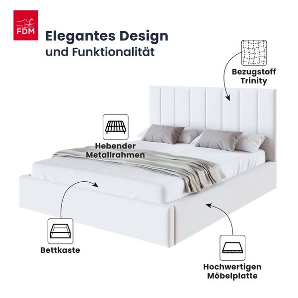 FDM Polsterbett Stauraumbett KAJA Bettgestell 90x200, günstig online kaufen