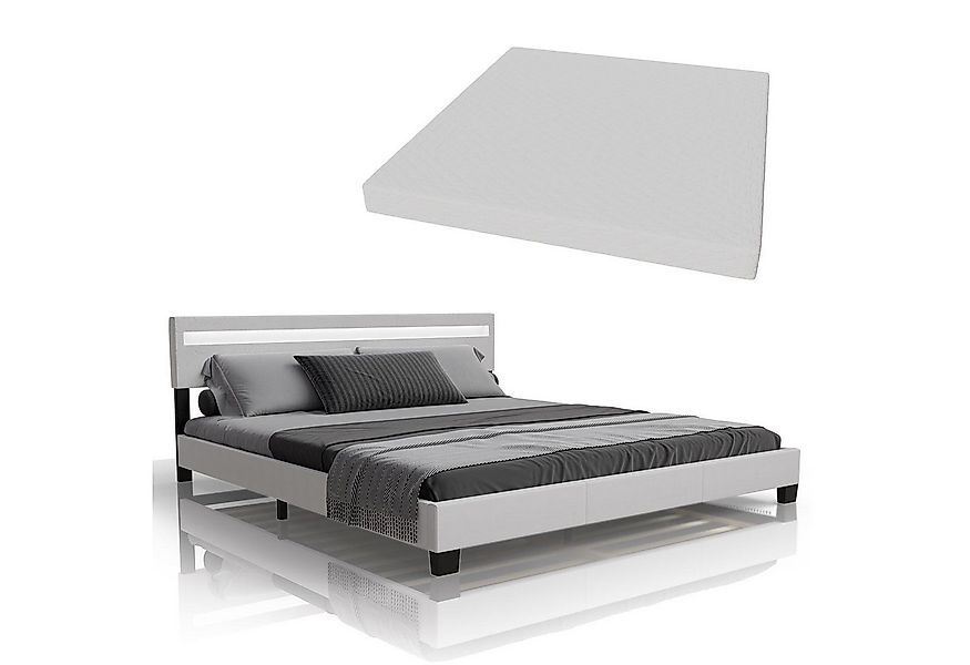 Juskys Polsterbett Paris, 180x200 cm, RGB-LED, Kunstleder, weiches Kopfteil günstig online kaufen