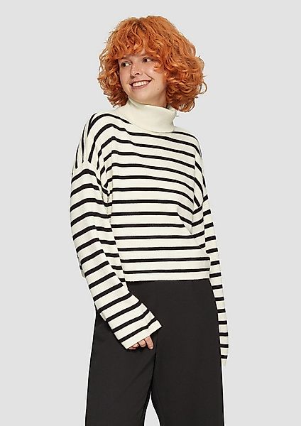 QS Longpullover Strickpullover Verkürzter Pullover aus Viskosemix günstig online kaufen