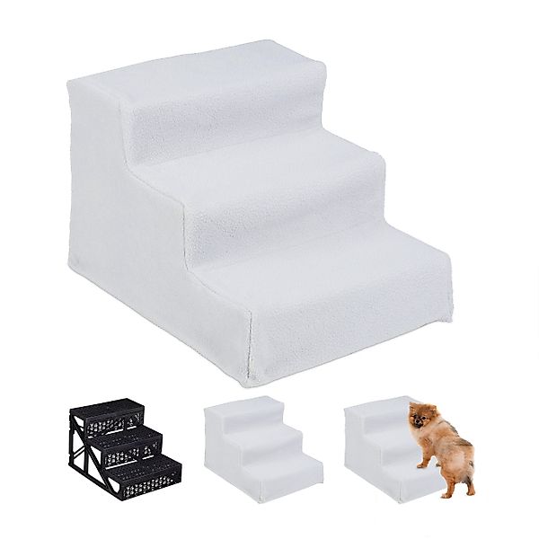 relaxdays Haustiertreppe Hundetreppe 3 Stufen, Weiß günstig online kaufen