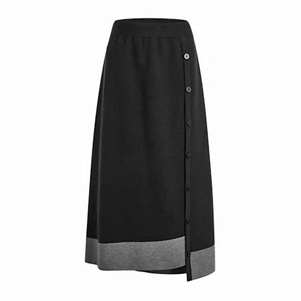 KIKI A-Linien-Kleid Schwarz-grauer unregelmäßiger Patchwork-Strickrock für günstig online kaufen