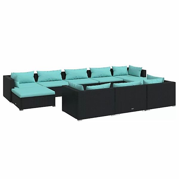 Vidaxl 10-tlg. Garten-lounge-set Mit Kissen Schwarz Poly Rattan günstig online kaufen