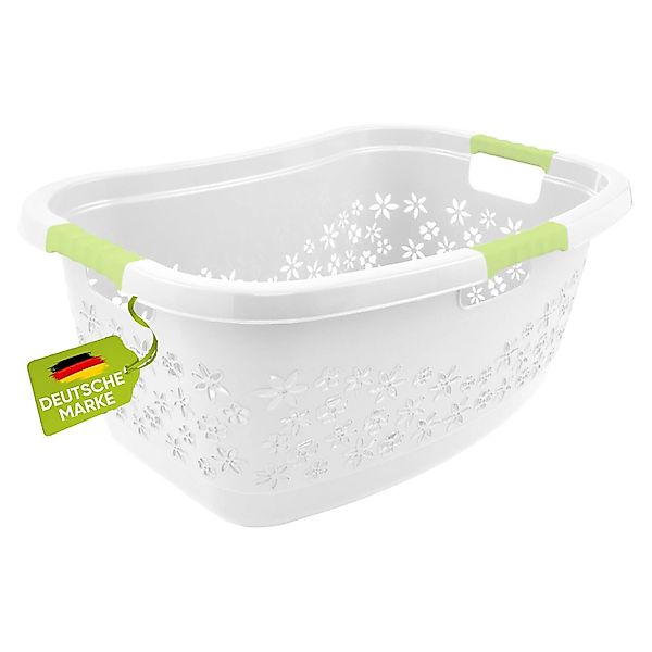 homesti Wäschekorb ergonomischer Wäschekorb weiß/grün 50 günstig online kaufen