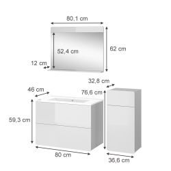 Vicco Badmöbel-Set Izan, Weiß Hochglanz, 4 günstig online kaufen