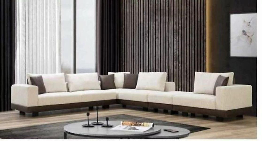 JVmoebel Ecksofa Wohnzimmer Ecksofa Luxus L-Form Couch Textil Möbel Holzges günstig online kaufen