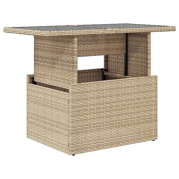 vidaXL Gartentisch Gartentisch mit Glasplatte Beige günstig online kaufen