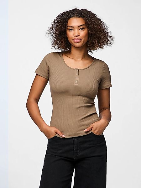 pieces Kurzarmshirt "PCKITTE SS TOP NOOS BC" Baumwollmischung, slim fit günstig online kaufen