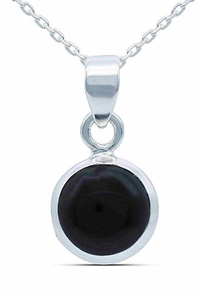 mantraroma Kette mit Anhänger MIALE rund aus 925 Silber mit Onyx (Kettenanh günstig online kaufen
