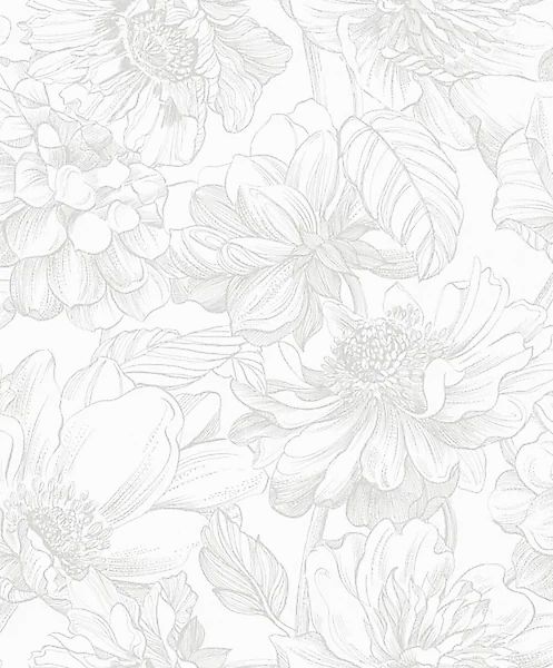 Art for the home Vliestapete »Soft Blush Dahlia« geblümt glatt Grau - 53x10 günstig online kaufen