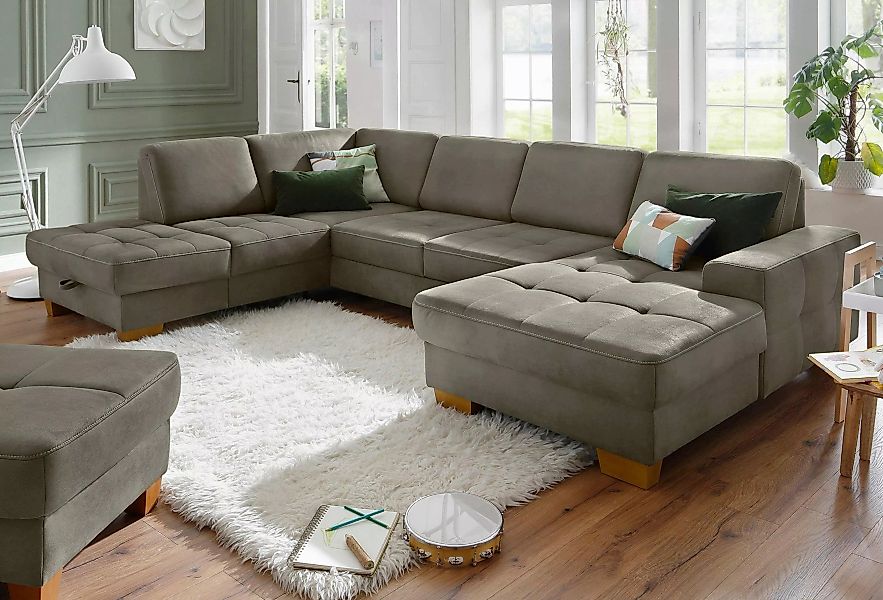 Home affaire Wohnlandschaft "Puccini U-Form", mit Federkern, Sitztiefenvers günstig online kaufen