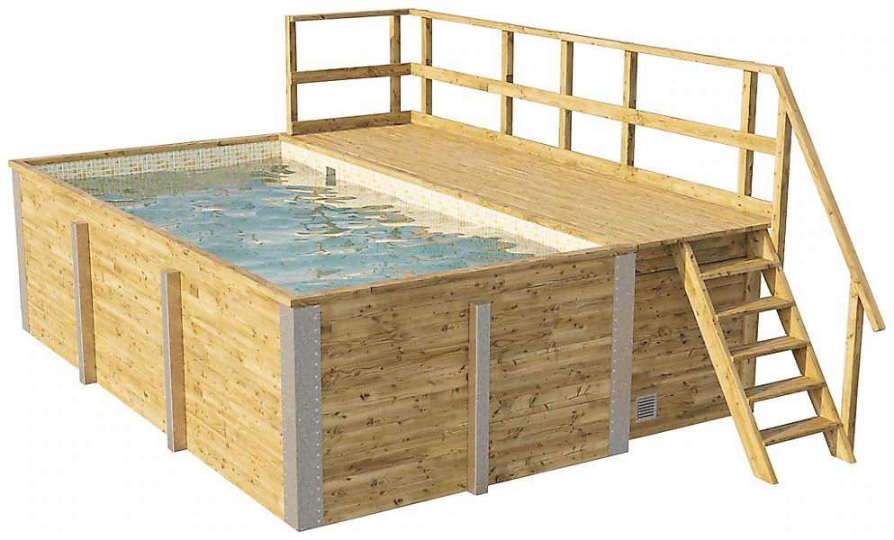 weka Rechteckpool "595 Gr. 1 mit Sonnendeck und Technikraum" BxLxH: 309x416 günstig online kaufen