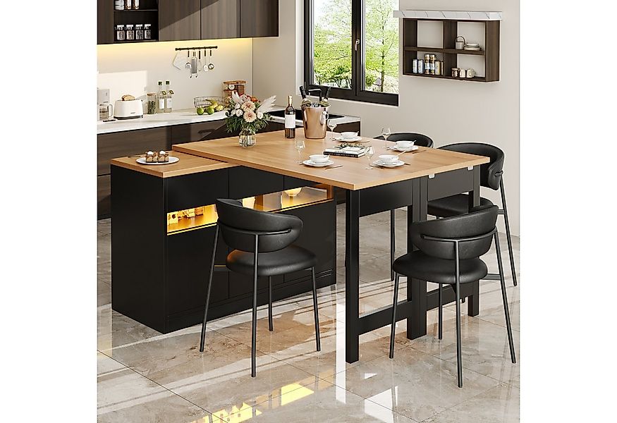 Flieks Kücheninsel Küchenschrank mit 360° drehbarer und klappbarer Arbeitst günstig online kaufen