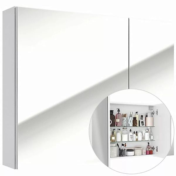 Lomadox Spiegelschrank 75 cm 2-türig SOFIA-107 in weiß, Hochglanz lackiert, günstig online kaufen