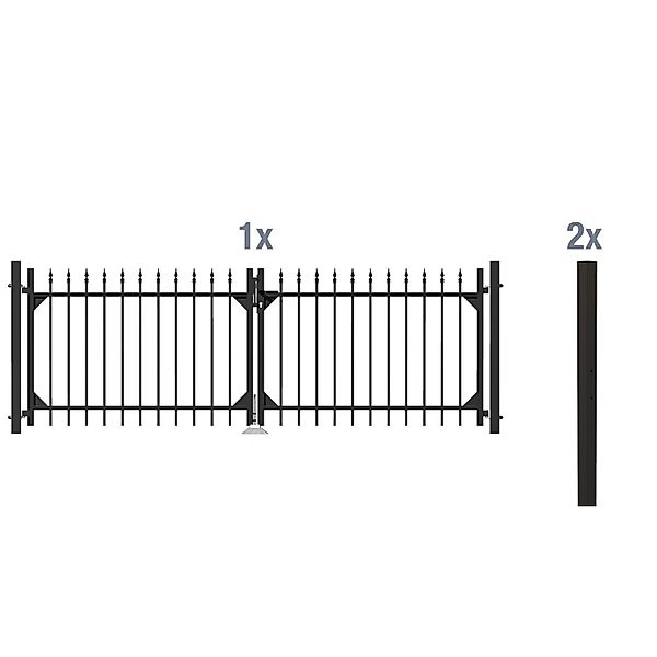 Metallzaun Doppeltor-Set Chaussee Anthrazit z. Einbetonieren 120 cm x 301 c günstig online kaufen