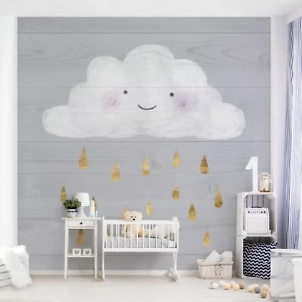 Bilderwelten Kindertapete Wolke mit goldenen Regentropfen grau Gr. 288 x 28 günstig online kaufen