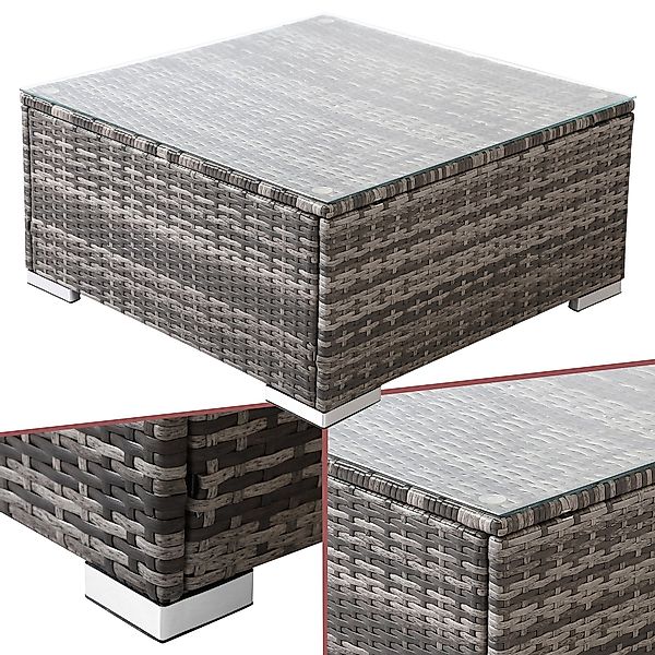 Arebos Gartentisch Polyrattan Glastisch Kaffeetisch Beistelltisch günstig online kaufen