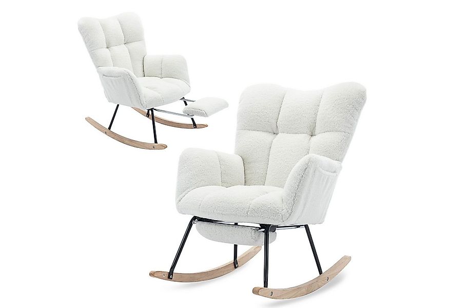 SeedWave Schaukelstuhl Teddy Schaukelsessel Wohnzimmer mit Fußstütze und Se günstig online kaufen