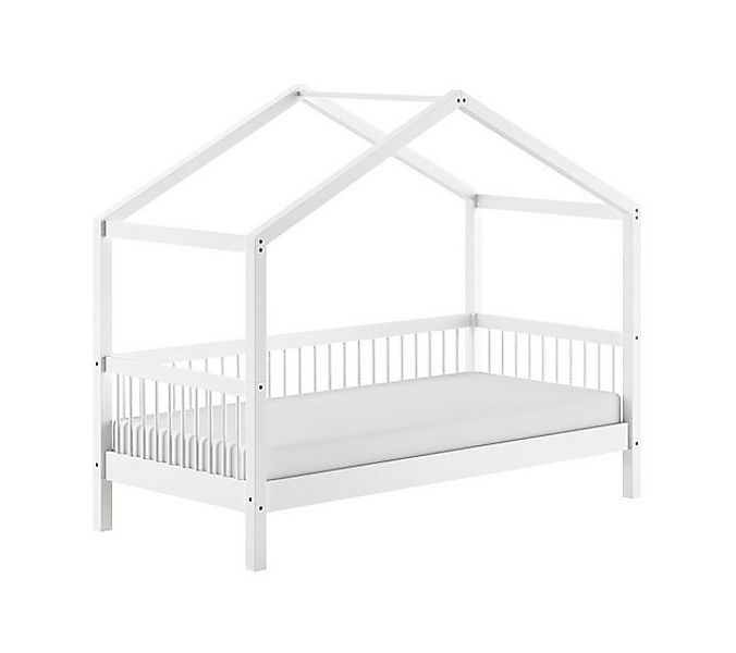 Natur24 Kinderbett Hausbett FORREST 207,5 x 170 x 97,5 cm Buchenholz Weiß günstig online kaufen