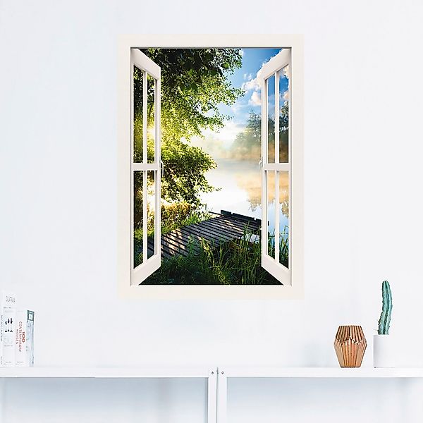 Artland Wandbild "Fensterblick Angelsteg am Fluss", Fensterblick, (1 St.), günstig online kaufen