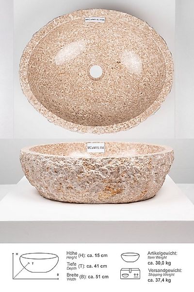 wohnfreuden Aufsatzwaschbecken Erosi Marmor Waschbecken 50 cm creme (Kein S günstig online kaufen