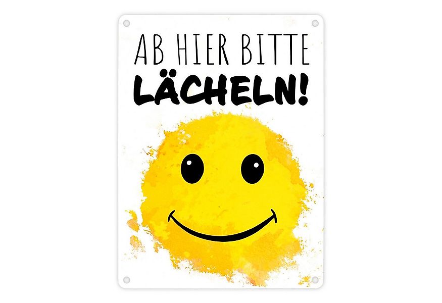speecheese Metallschild Grinsendes Emoticon Ab hier bitte lächeln Metallsch günstig online kaufen