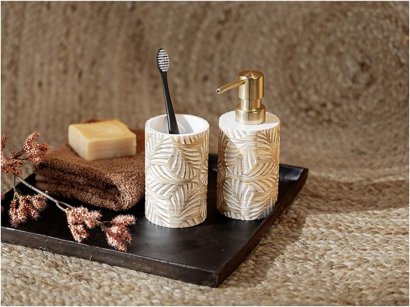 WENKO Badaccessoire-Set "Modell Terralba" Seifenspender und Zahnbürstenhalt günstig online kaufen