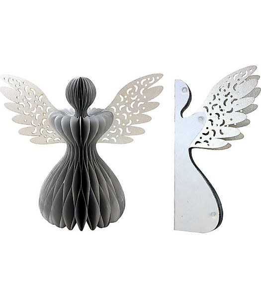 Dekoengel "Honeycomb" silber/silber Ø25 x h40cm/Flügel 45 cm günstig online kaufen