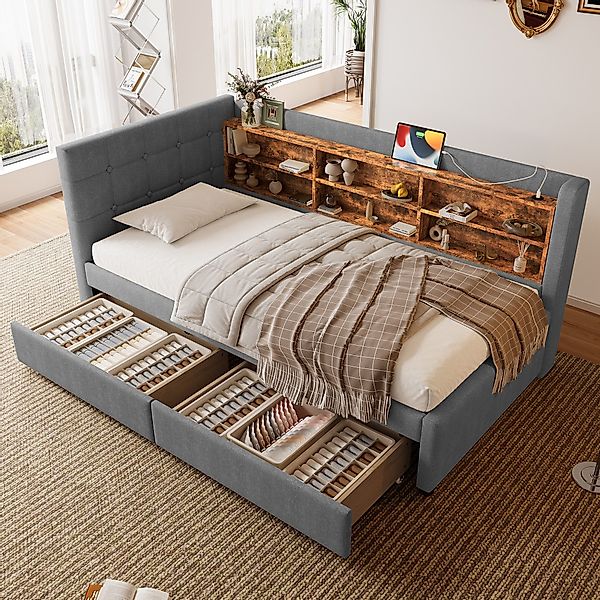 STILVORA Schlafsofa 90×200 mit Schubladen,Tagesbett Daybett günstig online kaufen