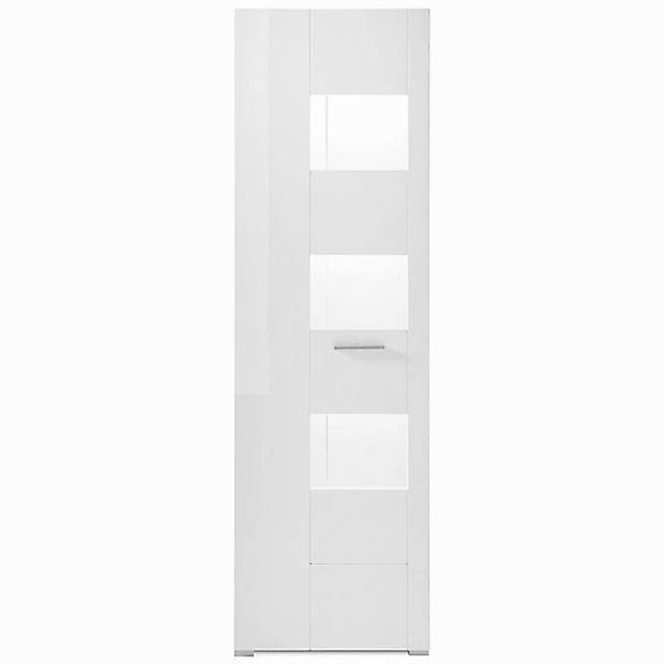 Lomadox Vitrine CLAVI-61 weiß Hochglanz LED-Beleuchtung 58/192/35 cm günstig online kaufen