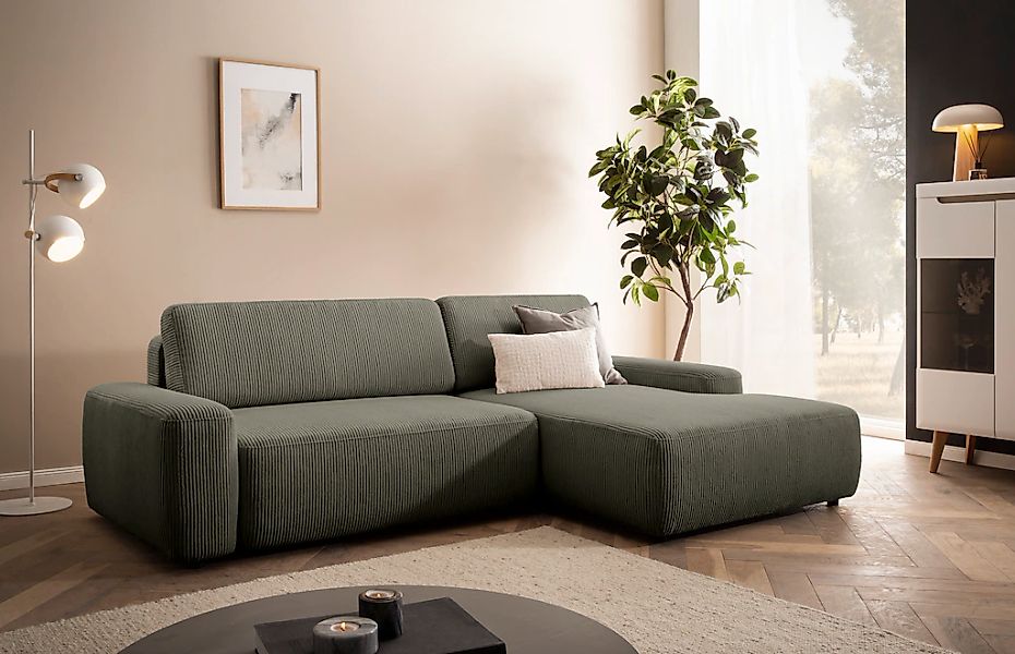 Home affaire Ecksofa "TORGE (264cm), Schlafsofa in Cord, Samtvelours o Stru günstig online kaufen