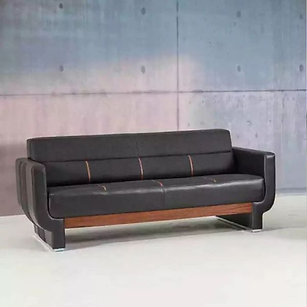 JVmoebel Sofa Schwarze Dreisitzer Couch Moderne Ledermöbel Büroeinrichtung günstig online kaufen