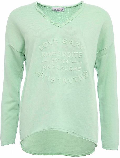 Zwillingsherz Sweatshirt ausgefranster V-Ausschnitt, Vintage Look, Langarm günstig online kaufen