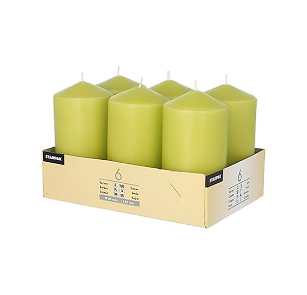 Starpak Stumpenkerze 6 Stumpenkerzen Ø 60 mm · 115 mm kiwi günstig online kaufen